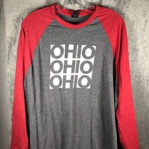 District Made Adult 4XL OHIO Raglan Long 3/4 Sleeve Shirt Polyester/Cotton/Rayon